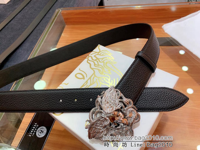 VERSACE範思哲 外貿原單貨 原廠荔枝紋牛皮 全粒面小牛皮底 男士皮帶 高端人士首選  xfp1327